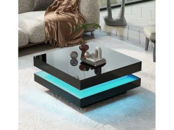 Mesa de centro contemporânea com LED em 16 cores - formato quadrado - Preto