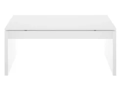 Mesa de centro Cuar, Porta-revistas da sala com compartimento de arrumação, Mesa de centro baixa elevada, 102x50h43 cm, Branco