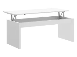 Mesa de centro Cuar, Porta-revistas da sala com compartimento de arrumação, Mesa de centro baixa elevada, 102x50h43 cm, Branco