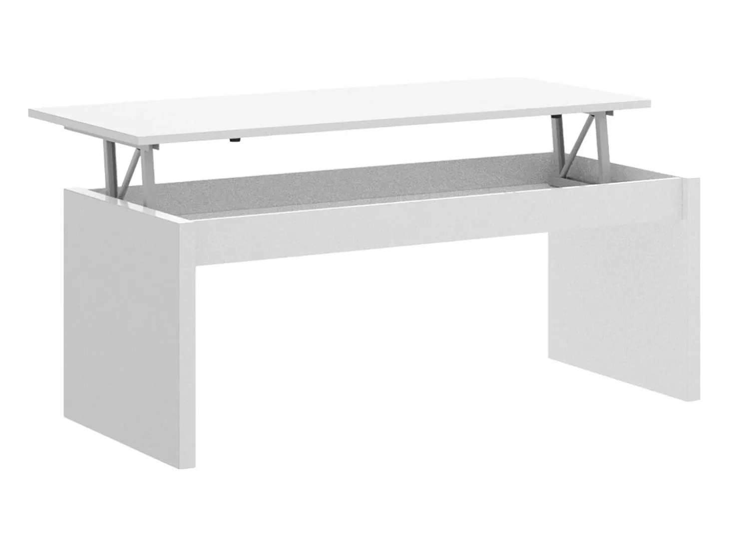 Mesa de centro Cuar, Porta-revistas da sala com compartimento de arrumação, Mesa de centro baixa elevada, 102x50h43 cm, Branco