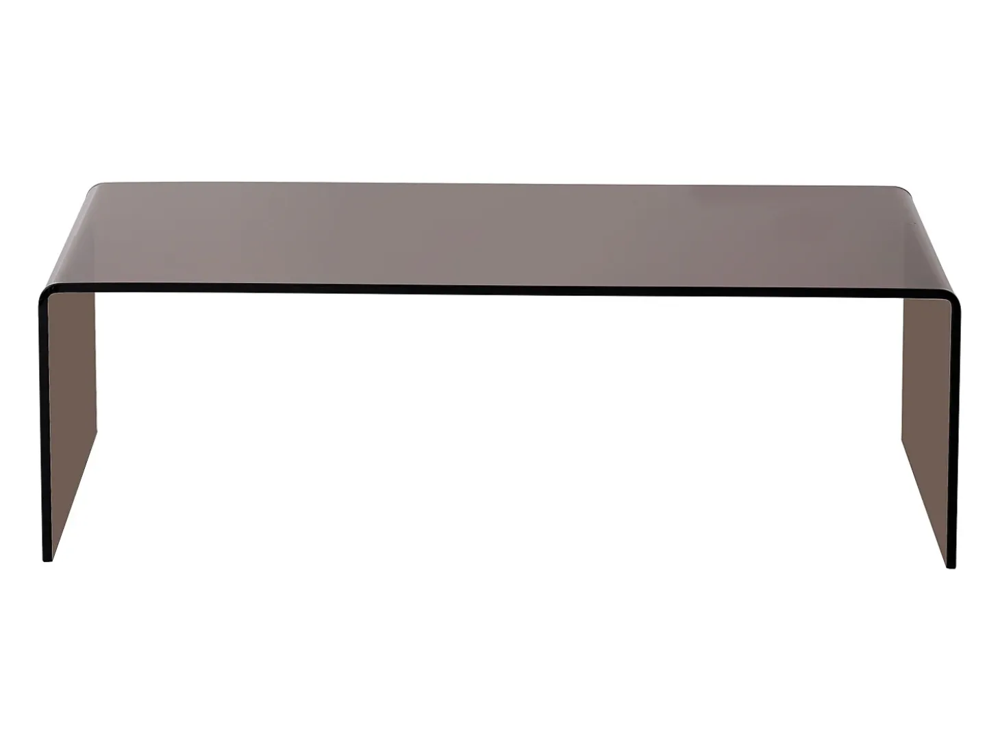 Mesa de centro curva em vidro temperado - Marrom - ALONZO