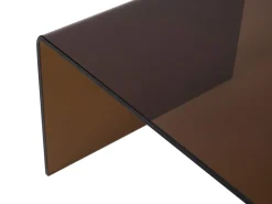 Mesa de centro curva em vidro temperado - Marrom - ALONZO