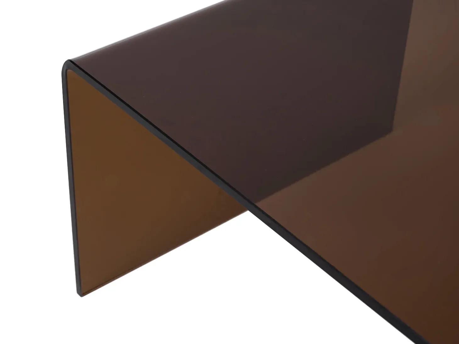 Mesa de centro curva em vidro temperado - Marrom - ALONZO
