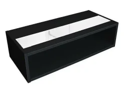 Mesa de centro DANN estilo contemporâneo preto com faixa envidraçada - L 116 x l 51 cm