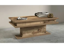 Mesa de centro DCampores, Mesa de estar, Armário de armazenamento baixo, Mesa de café, 100x55h42 cm, Bordo