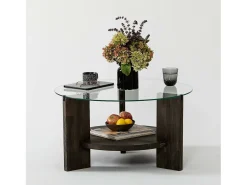 Mesa de centro DCaporal, Mesa de café, Porta-revistas para sofá, Prateleira para sala, 75x75h40 cm, Antracite