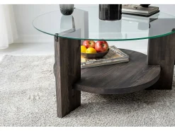 Mesa de centro DCaporal, Mesa de café, Porta-revistas para sofá, Prateleira para sala, 75x75h40 cm, Antracite