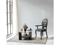 Mesa de centro DCaporal, Mesa de café, Porta-revistas para sofá, Prateleira para sala, 75x75h40 cm, Antracite