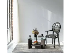 Mesa de centro DCaporal, Mesa de café, Porta-revistas para sofá, Prateleira para sala, 75x75h40 cm, Antracite