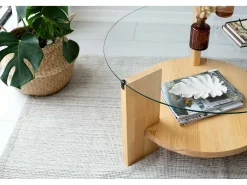 Mesa de centro Dcaporal,Mesa baixa para café, Porta-revistas para sofá, Prateleira para sala de estar, 75x75h40 cm, Carvalho