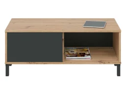 Mesa de centro Dcresp, Mesa de centro, Mesa baixa de sala, 100x50h40 cm, Carvalho atado e Antracite