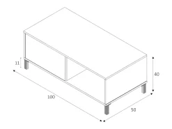 Mesa de centro Dcresp, Mesa de centro, Mesa baixa de sala, 100x50h40 cm, Carvalho atado e Antracite
