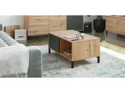 Mesa de centro Dcresp, Mesa de centro, Mesa baixa de sala, 100x50h40 cm, Carvalho atado e Antracite