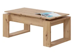 Mesa de centro Ddav, Mesa de centro com tampo elevável, Mesa baixa de sala, 105x55h45/56 cm, Carvalho atado