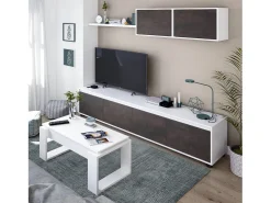 Mesa de centro Ddav, Mesa de centro com tampo elevável, Mesa baixa de sala, 105x55h45/56 cm, Branco