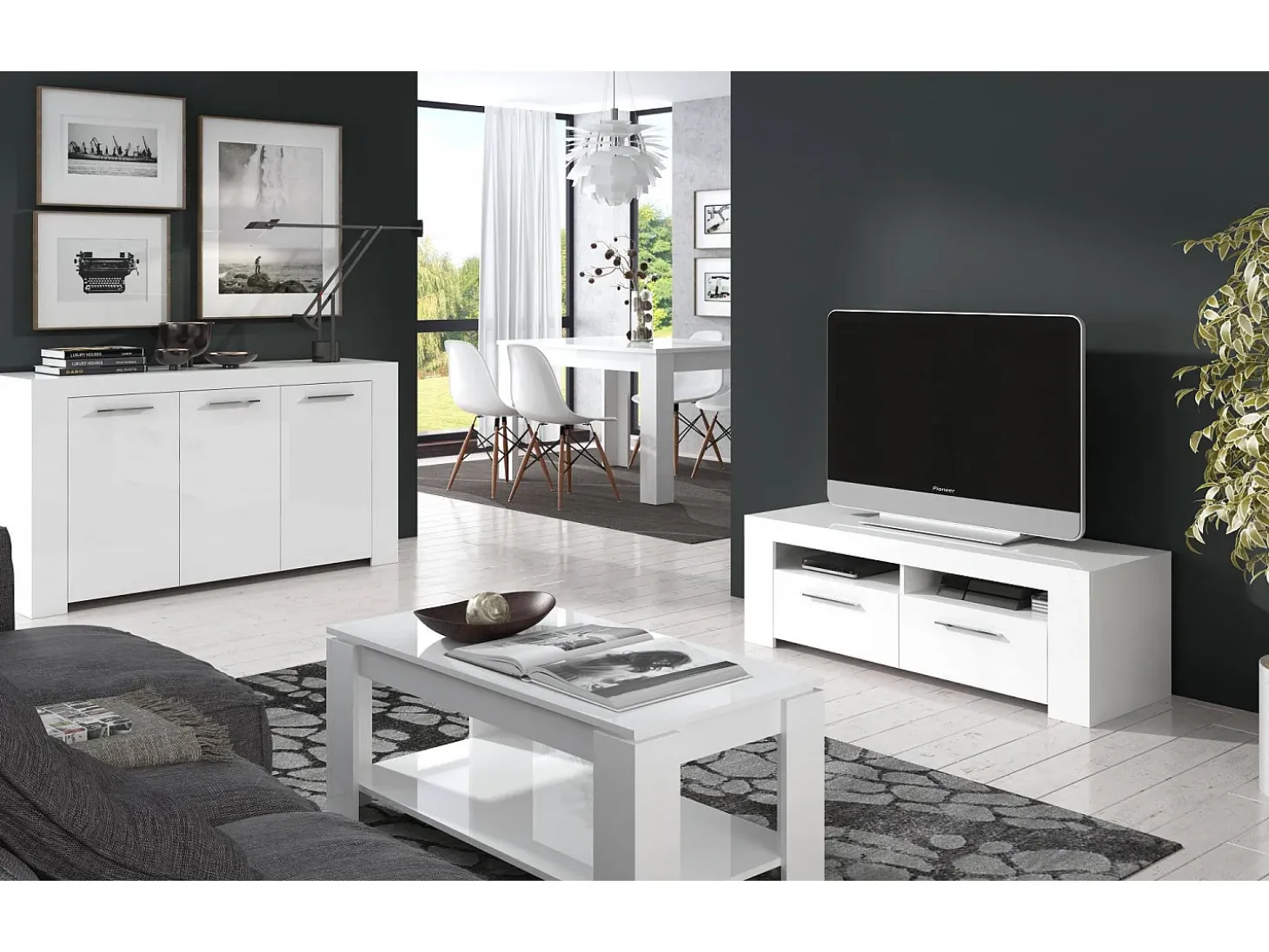 Mesa de centro Ddeviti, Mesa de centro com prateleira elevatória, Mesa baixa da sala, 102x50h43/54 cm, Branco mate