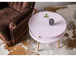 Mesa de centro de dois níveis dimensões 57 cm x 45 cm de altura Ufo Branco Giz