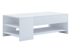 Mesa de centro de madeira VCM simples | Dimensões aprox. A. 35 x L. 100 x P. 50 cm | Mesa de estar com gaveta - Tindus (Branco / Branco)