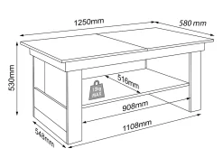 Mesa de centro de madeira VCM simples | Dimensões aprox. A. 52 x L. 115 x P. 58 cm | Mesa para sala de estar - Kobila (Beech)