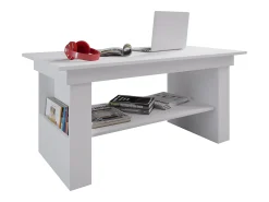 Mesa de centro de madeira VCM simples | Dimensões aprox. A. 52 x L. 115 x P. 58 cm | Mesa para sala de estar - Kobila altura ajustável extensível (branco)
