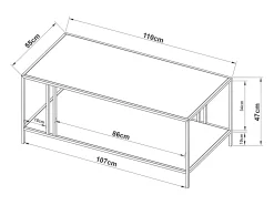 Mesa de centro de metal com dois níveis 47 x 110 x 55 cm preta 03_0008455