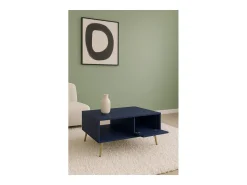 Mesa de centro design AZURÉA – Nicho + 1 porta basculante – Azul profundo – 87x43x66 cm