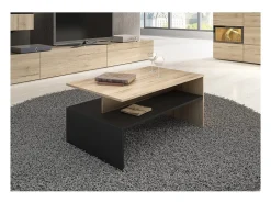 Mesa de centro design coleção RAMOS cor carvalho e preto.