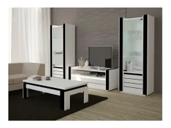 Mesa de centro design LINA branca e preta brilhante. Móvel ideal para a sua sala de estar.