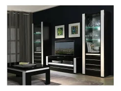 Mesa de centro design LINA nas cores preto e branco brilhante.