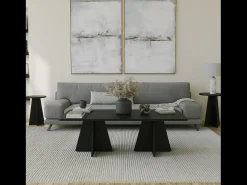 Mesa de centro design preta SHAMP moderna e elegante com arrumação