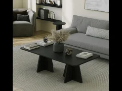 Mesa de centro design preta SHAMP moderna e elegante com arrumação