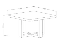 Mesa de centro design quadrada da coleção COXI na cor carvalho.
