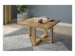 Mesa de centro design quadrada da coleção COXI na cor carvalho.