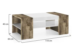 Mesa de centro Dfort, Mesa de centro baixa, Porta-revistas, 100% Fabricado na Itália, 110x60h40 cm, Branco brilhante e Bordo