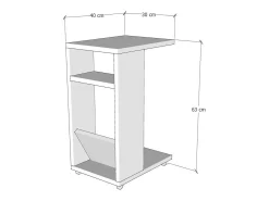 Mesa de centro Dgambazz, Mesa de café, Suporte de revistas para sofá, Prateleira para sala de estar, 30x40h63 cm, Antracite