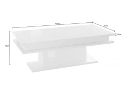 Mesa de centro Dgandin, Mesa de centro baixa, Porta-revistas, 100% Fabricado na Itália, 100x55h42 cm, Branco brilhante com luz LED