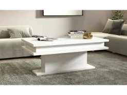 Mesa de centro Dgandin, Mesa de centro baixa, Porta-revistas, 100% Fabricado na Itália, 100x55h42 cm, Branco brilhante