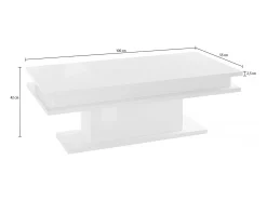 Mesa de centro Dgandin, Mesa de centro baixa, Porta-revistas, 100% Fabricado na Itália, 100x55h42 cm, Branco brilhante