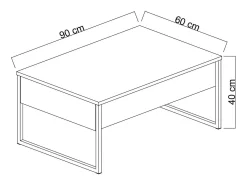 Mesa de centro Dgiagnon, Mesa de café daCafé, Porta-revistas para sofá, Prateleira para sala de estar, 90x60h40 cm, Antracite e Preto