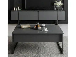 Mesa de centro Dgiagnon, Mesa de café daCafé, Porta-revistas para sofá, Prateleira para sala de estar, 90x60h40 cm, Antracite e Preto