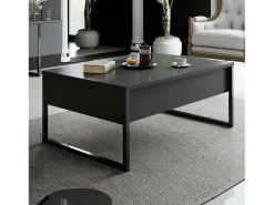 Mesa de centro Dgiagnon, Mesa de café daCafé, Porta-revistas para sofá, Prateleira para sala de estar, 90x60h40 cm, Antracite e Preto
