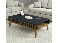 Mesa de centro Dgiovinc, Mesa de café, Porta-revistas para sofá, Prateleira para sala de estar, 105x60h35 cm, Nogueira e Antracite