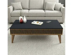Mesa de centro Dgiovinc, Mesa de café, Porta-revistas para sofá, Prateleira para sala de estar, 105x60h35 cm, Nogueira e Antracite