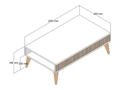 Mesa de centro Dgiovinc, Mesa de café, Porta-revistas para sofá, Prateleira para sala de estar, 105x60h35 cm, Nogueira e Antracite