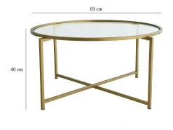 Mesa de centro Dhateboe, Mesa de café, PortadoresVistas para sofá, Prateleira de sala de estar, 83x83h40 cm, Ouro