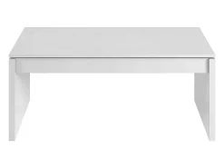Mesa de centro Dlenzin, Mesa de centro com tampo elevatório, Mesa baixa da sala, 102x50h43/54 cm, Branco brilhante