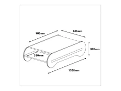 Mesa de centro Dmicheli, Mesa de café baixa, Suporte de revistas para sofá, Prateleira de sala de estar, 120x64h30 cm, Nogueira e Branco