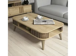 Mesa de centro Dmoll, Mesa de café, Suporte para sofá, Prateleira para sala, 105x60h35 cm, Carvalho