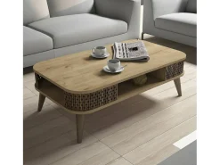 Mesa de centro Dmoll, Mesa de café, Suporte para sofá, Prateleira para sala, 105x60h35 cm, Carvalho
