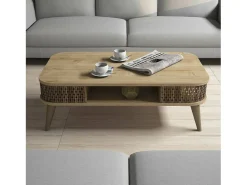 Mesa de centro Dmoll, Mesa de café, Suporte para sofá, Prateleira para sala, 105x60h35 cm, Carvalho